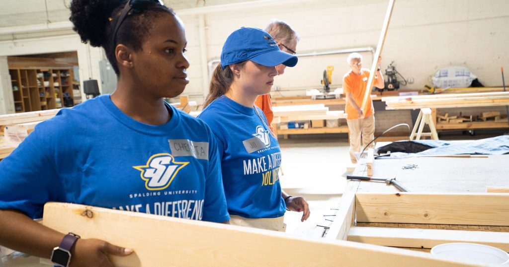 Students frame walls for Habitat for Humanity