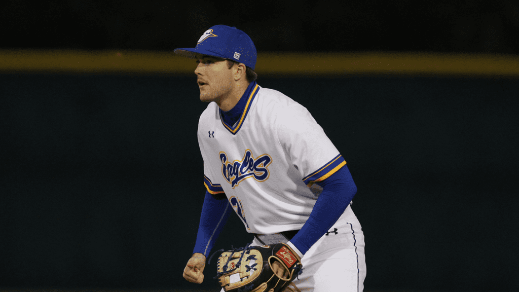 Spalding baseball player Cody Milliner playing the field
